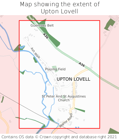 Map showing extent of Upton Lovell as bounding box