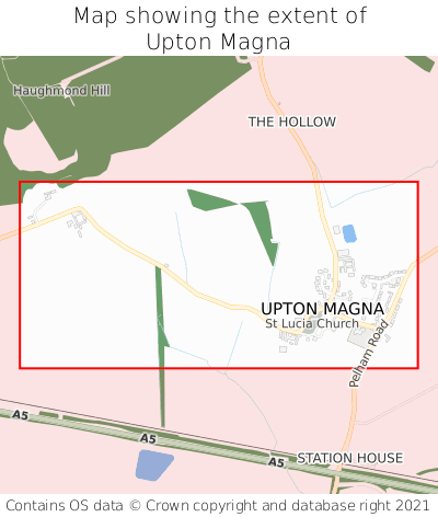 Map showing extent of Upton Magna as bounding box