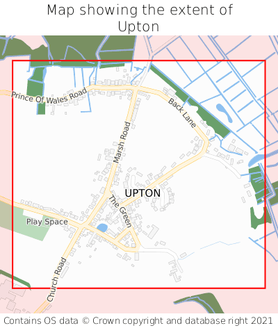 Map showing extent of Upton as bounding box