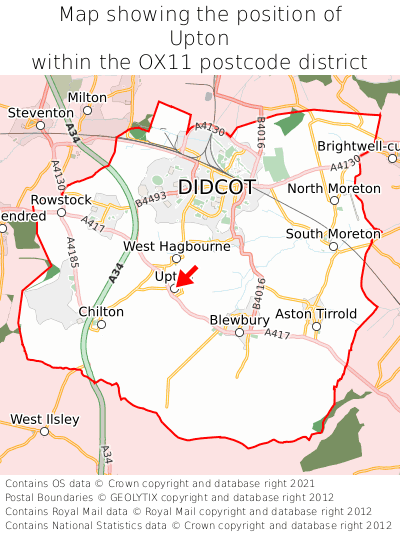 Map showing location of Upton within OX11