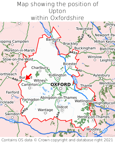 Map showing location of Upton within Oxfordshire