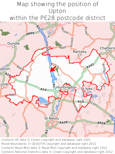 Map showing location of Upton within PE28