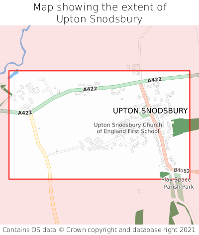 Map showing extent of Upton Snodsbury as bounding box
