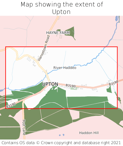 Map showing extent of Upton as bounding box