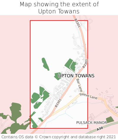 Map showing extent of Upton Towans as bounding box