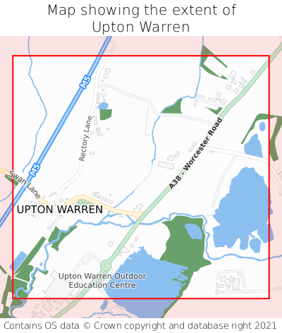 Map showing extent of Upton Warren as bounding box