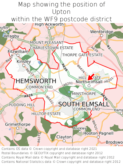 Map showing location of Upton within WF9
