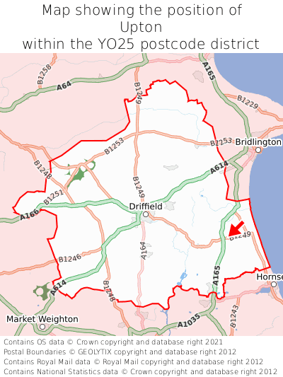 Map showing location of Upton within YO25