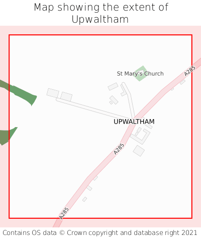 Map showing extent of Upwaltham as bounding box