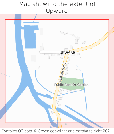 Map showing extent of Upware as bounding box