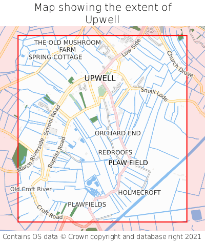 Map showing extent of Upwell as bounding box