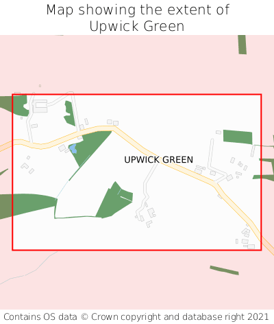 Map showing extent of Upwick Green as bounding box