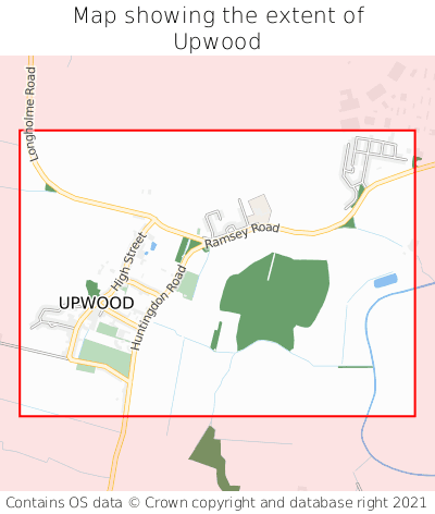 Map showing extent of Upwood as bounding box
