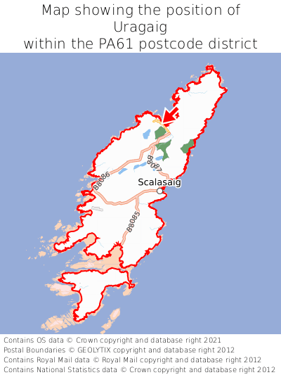 Map showing location of Uragaig within PA61