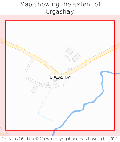 Map showing extent of Urgashay as bounding box
