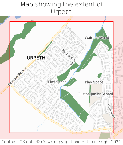 Map showing extent of Urpeth as bounding box