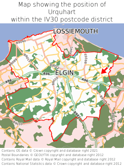 Map showing location of Urquhart within IV30