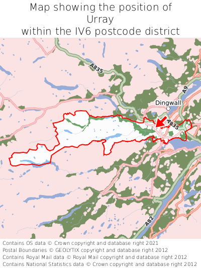 Map showing location of Urray within IV6