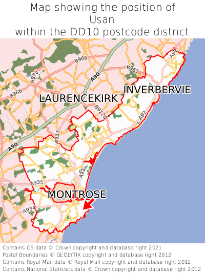 Map showing location of Usan within DD10