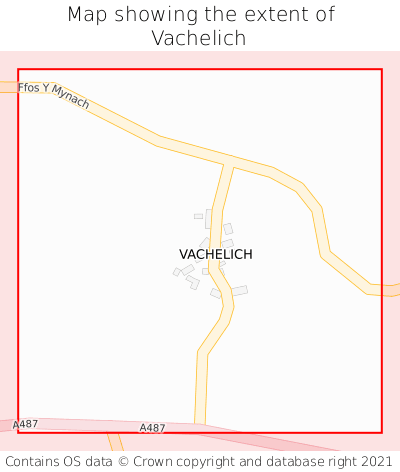 Map showing extent of Vachelich as bounding box