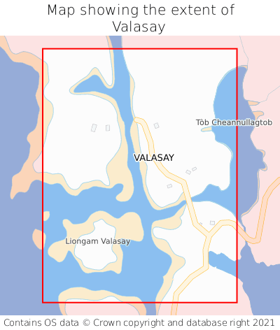 Map showing extent of Valasay as bounding box