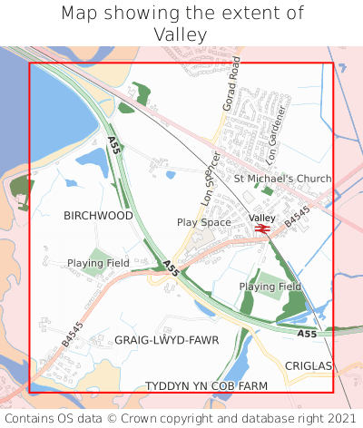 Map showing extent of Valley as bounding box