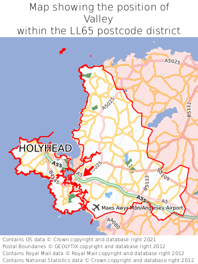 Map showing location of Valley within LL65