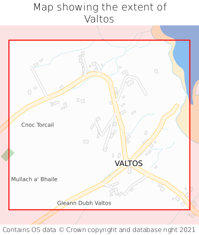 Map showing extent of Valtos as bounding box