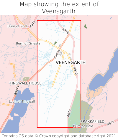 Map showing extent of Veensgarth as bounding box