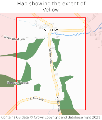 Map showing extent of Vellow as bounding box