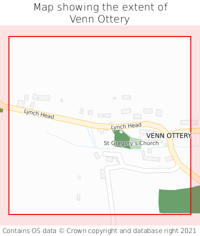 Map showing extent of Venn Ottery as bounding box