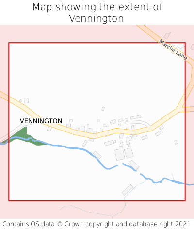 Map showing extent of Vennington as bounding box