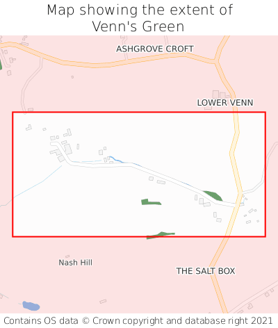 Map showing extent of Venn's Green as bounding box