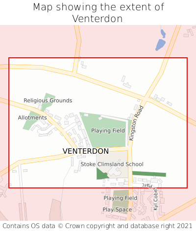 Map showing extent of Venterdon as bounding box