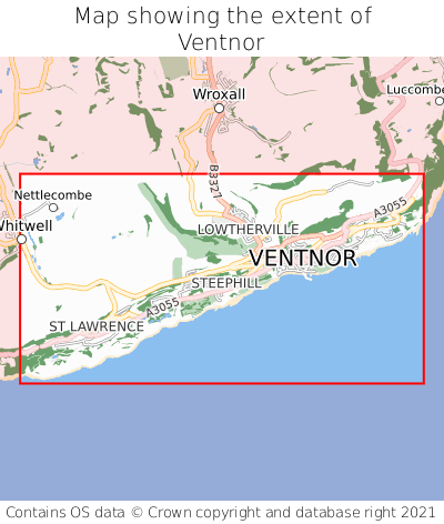 Map showing extent of Ventnor as bounding box