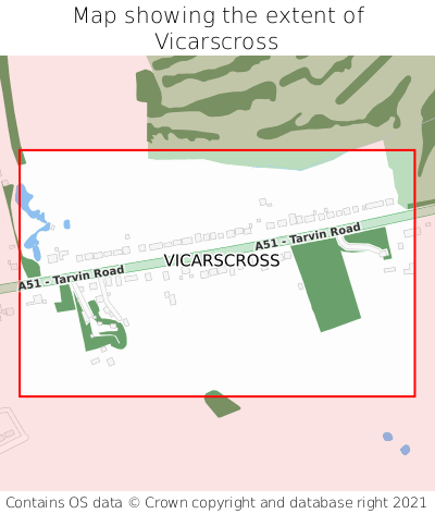 Map showing extent of Vicarscross as bounding box