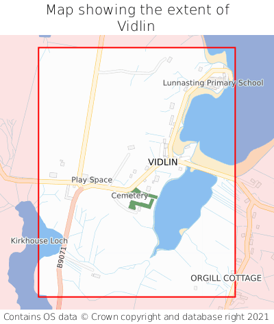 Map showing extent of Vidlin as bounding box