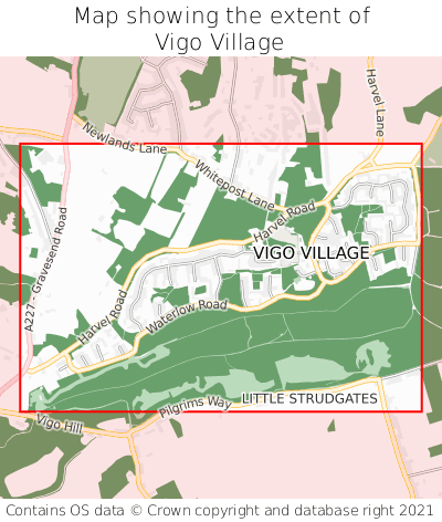 Map showing extent of Vigo Village as bounding box