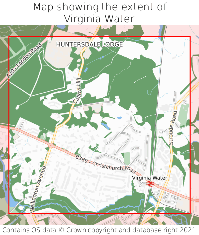 Map showing extent of Virginia Water as bounding box