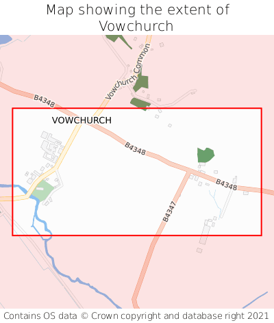 Map showing extent of Vowchurch as bounding box