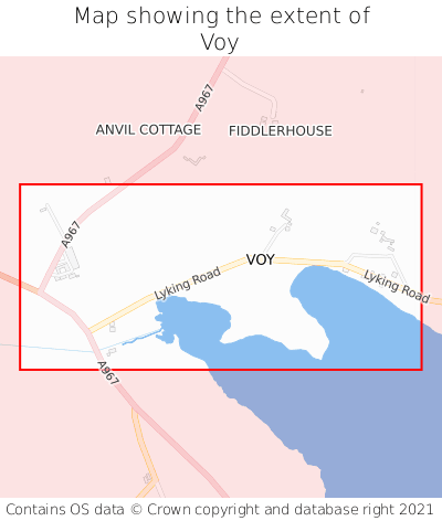 Map showing extent of Voy as bounding box
