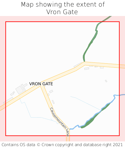 Map showing extent of Vron Gate as bounding box