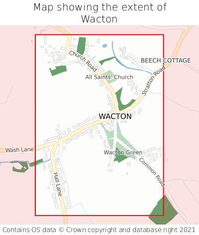 Map showing extent of Wacton as bounding box
