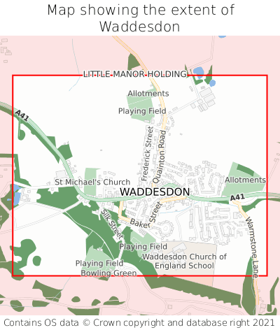 Map showing extent of Waddesdon as bounding box