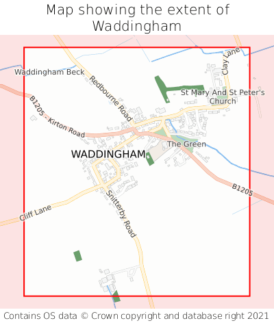 Map showing extent of Waddingham as bounding box