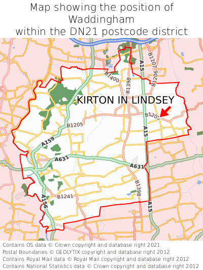Map showing location of Waddingham within DN21