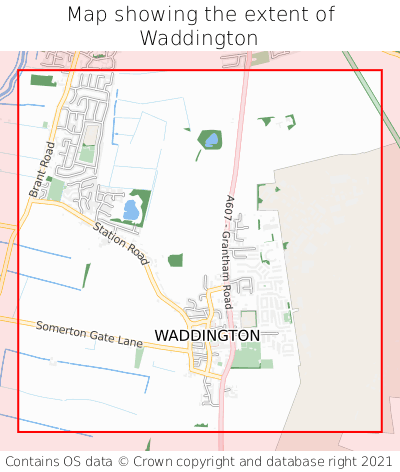 Map showing extent of Waddington as bounding box