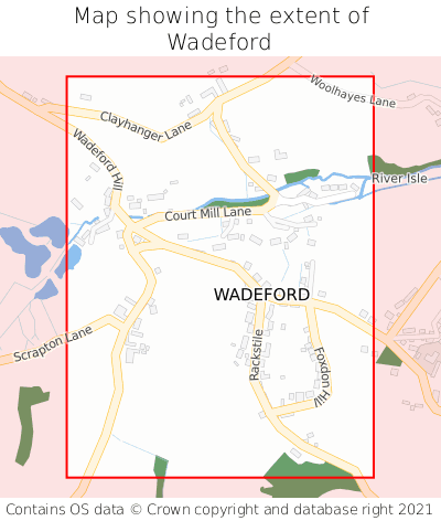 Map showing extent of Wadeford as bounding box