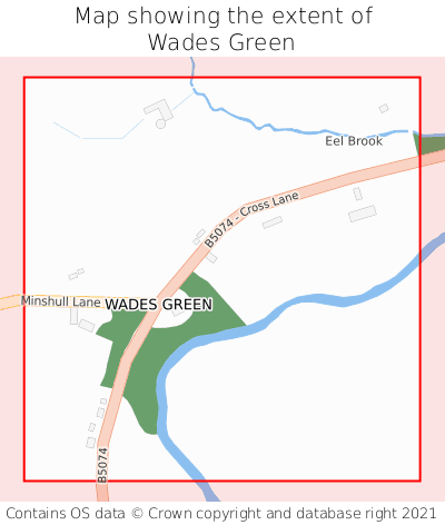 Map showing extent of Wades Green as bounding box
