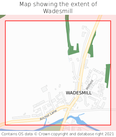 Map showing extent of Wadesmill as bounding box